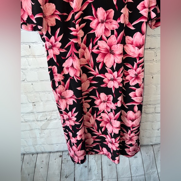 Sag Harbor Black & Pink floral short sleeve dress size 10 - Picture 6 of 11